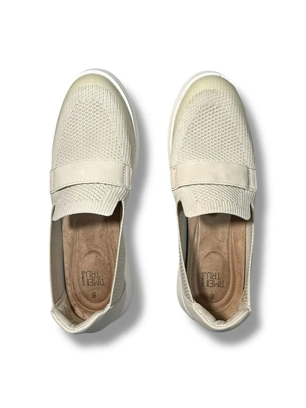 Time and Tru Women's Two-Tone Comfort Loafers Bone Size 8